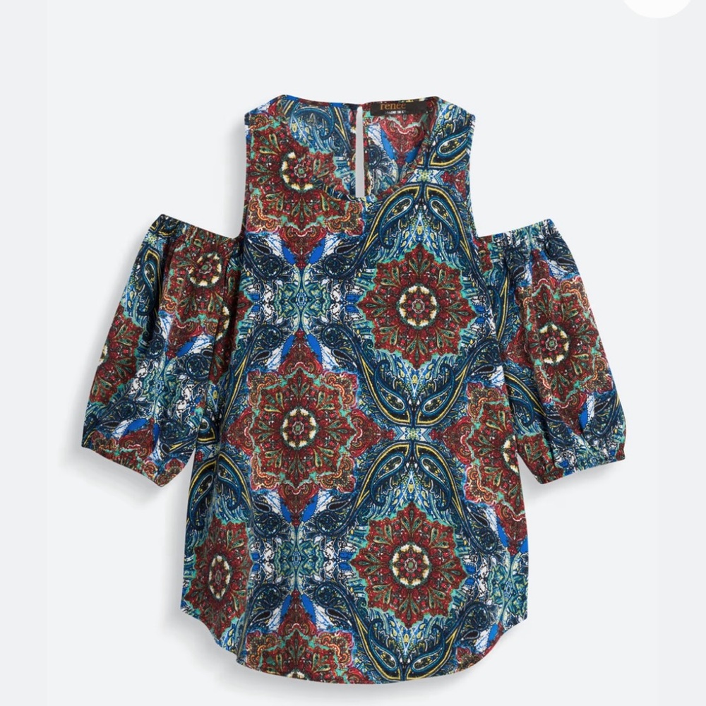 Renee C. Multicolor Cold Shoulder Blouse